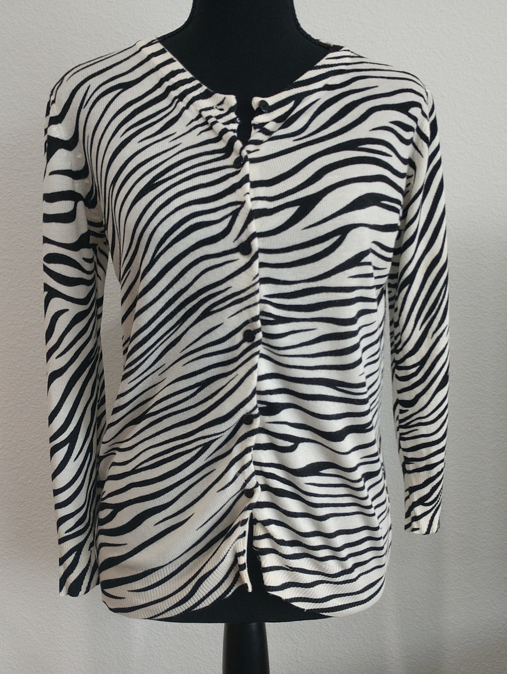 Lipstick Boutique Black & White Zebra Button-Front Cardigan